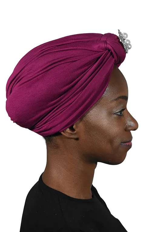 Turban with Silver Pearl Diamond