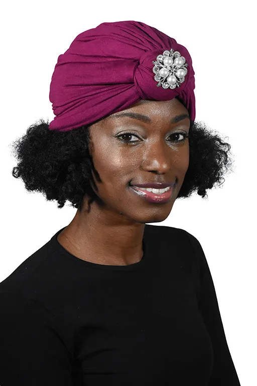 Turban with Silver Pearl Diamond