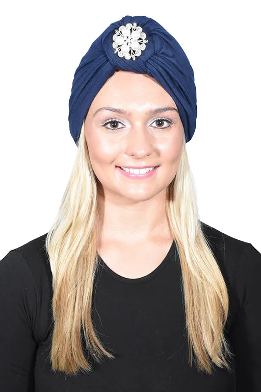 Turban with Silver Pearl Diamond
