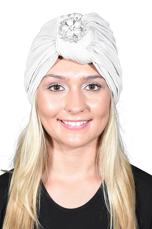 Turban with Silver Pearl Diamond