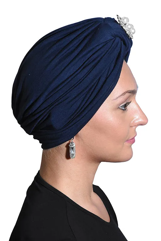Turban with Silver Pearl Diamond