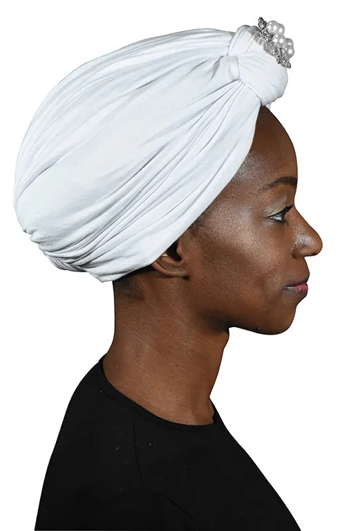Turban with Silver Pearl Diamond