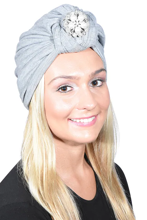 Turban with Silver Pearl Diamond