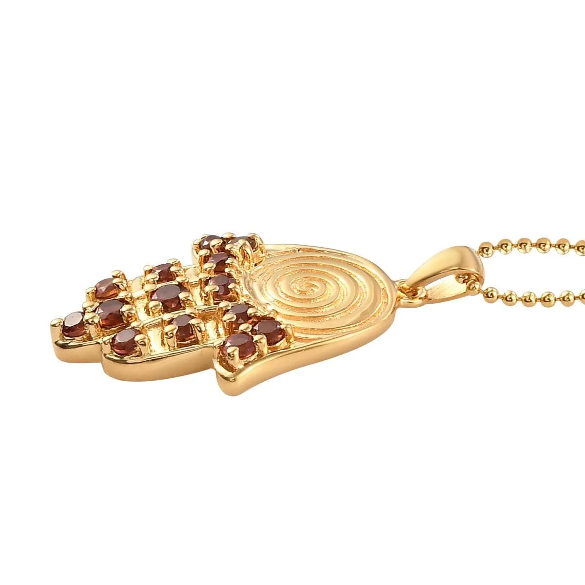 Unique Hamsa Pendant, Red Garnet Hamsa Pendant in 18K Yellow Gold Plated 925 Sterling Silver, Meaningful Jewellery , Hamsa Necklace
