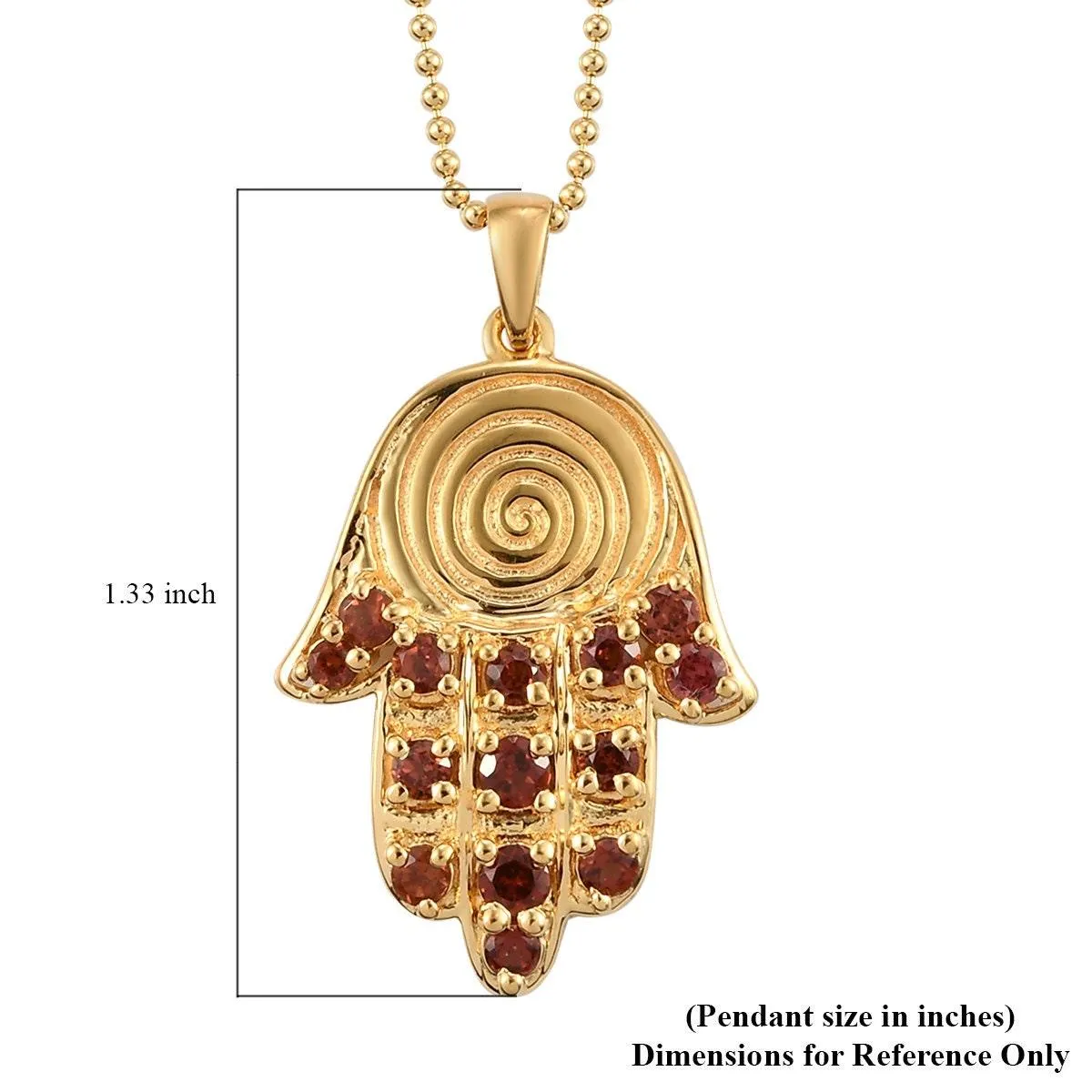 Unique Hamsa Pendant, Red Garnet Hamsa Pendant in 18K Yellow Gold Plated 925 Sterling Silver, Meaningful Jewellery , Hamsa Necklace