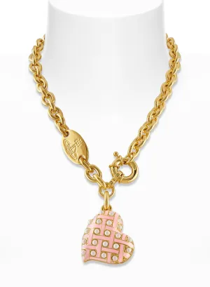 Valentines Heart Locket Necklace - Gold/Pink - 6301012L-02R752-CN