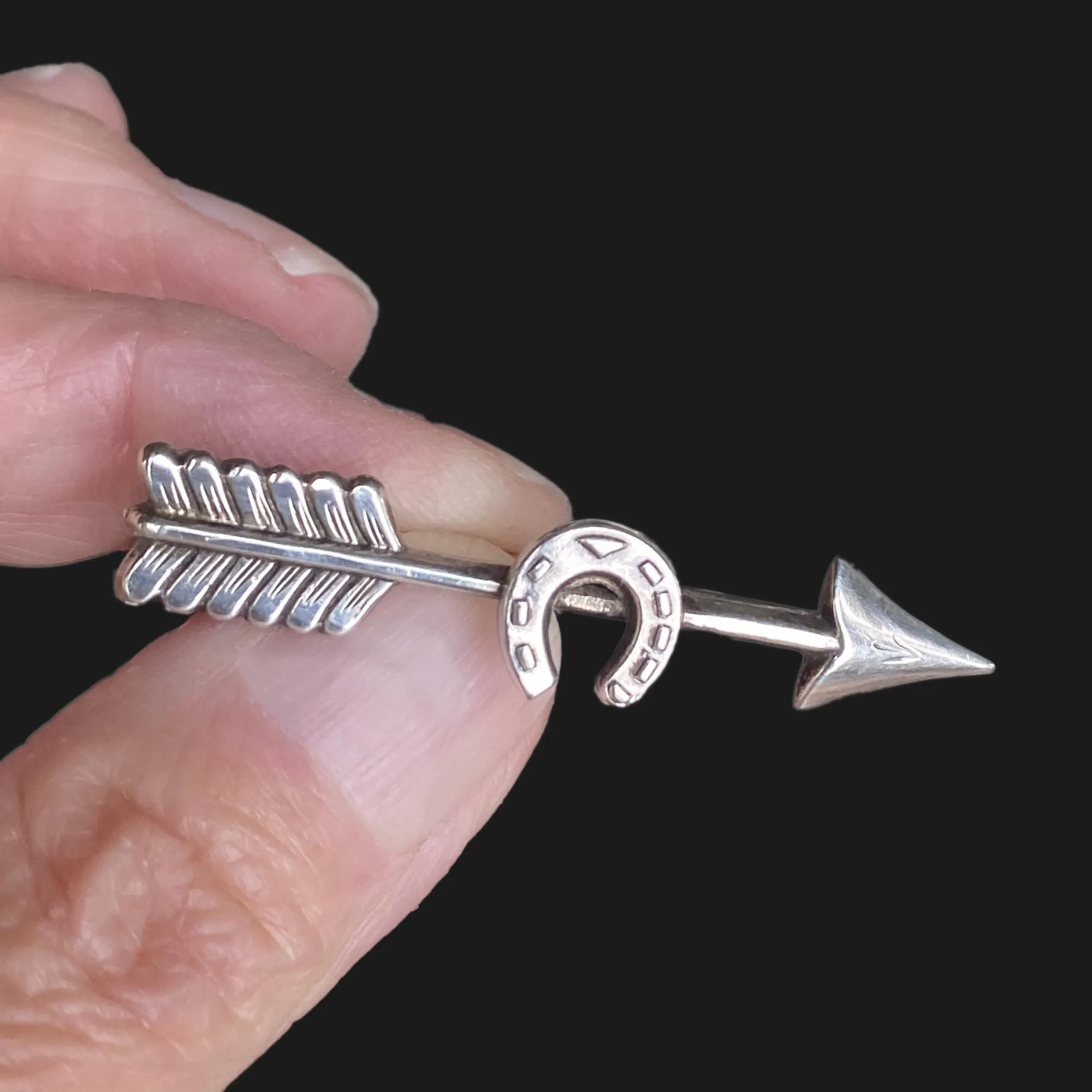 Victorian Silver HorseShoe Arrow Brooch C 1893