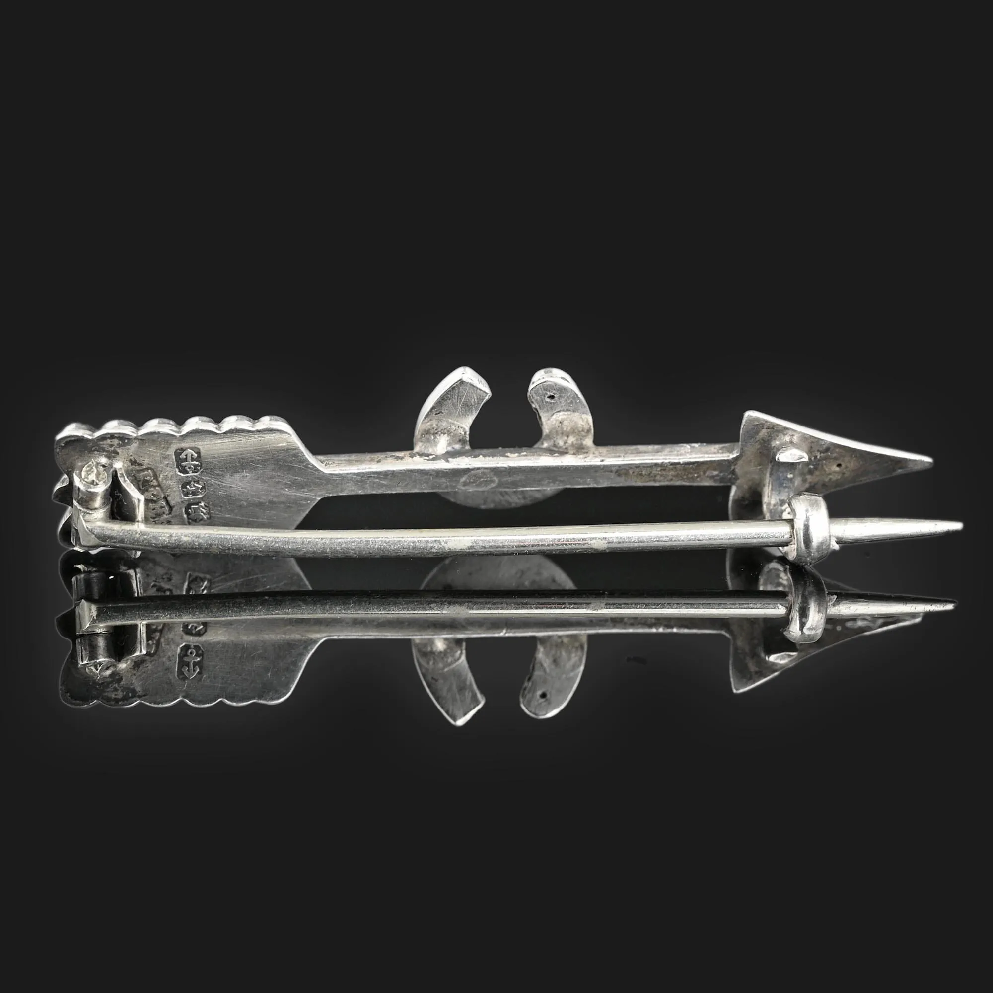 Victorian Silver HorseShoe Arrow Brooch C 1893