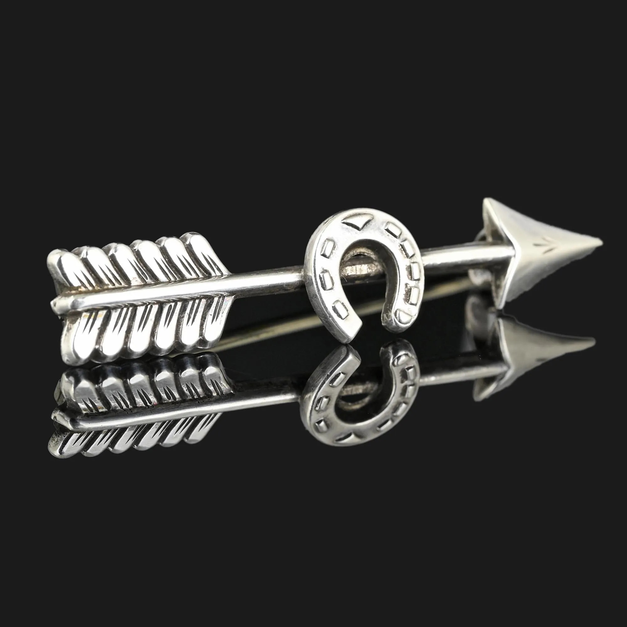 Victorian Silver HorseShoe Arrow Brooch C 1893