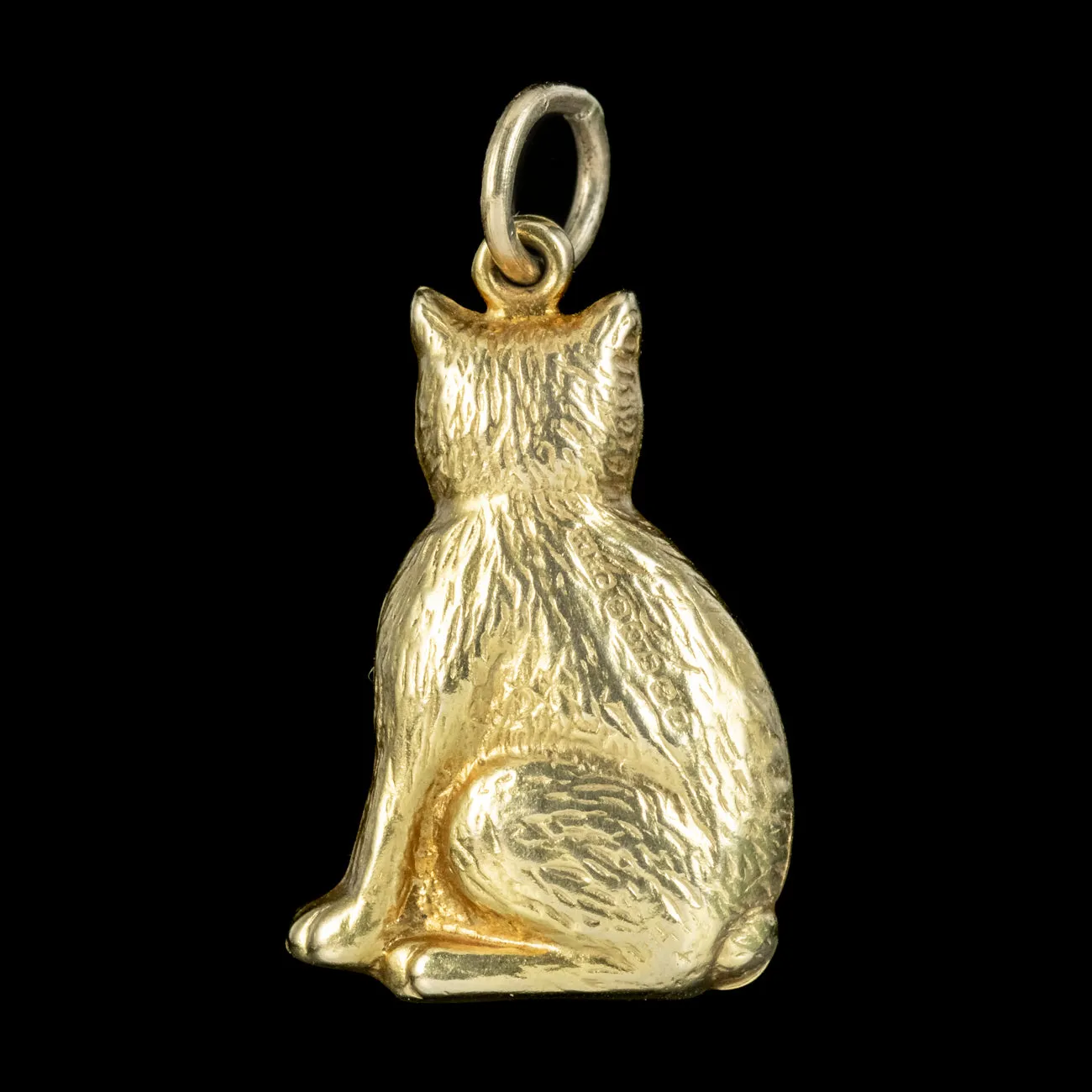 Vintage 9ct Gold Cat Charm Pendant Dated 1974