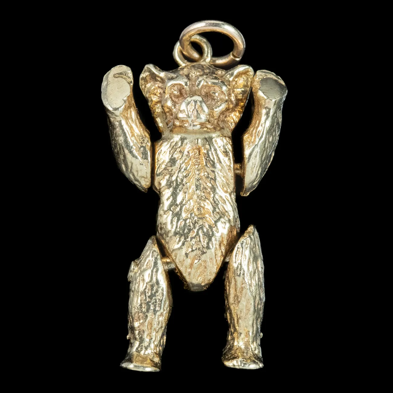 Vintage Articulated Teddy Bear Charm Pendant 9ct Gold Dated 1973