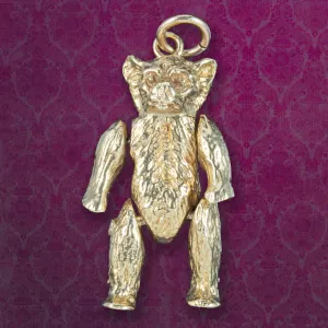 Vintage Articulated Teddy Bear Charm Pendant 9ct Gold Dated 1973