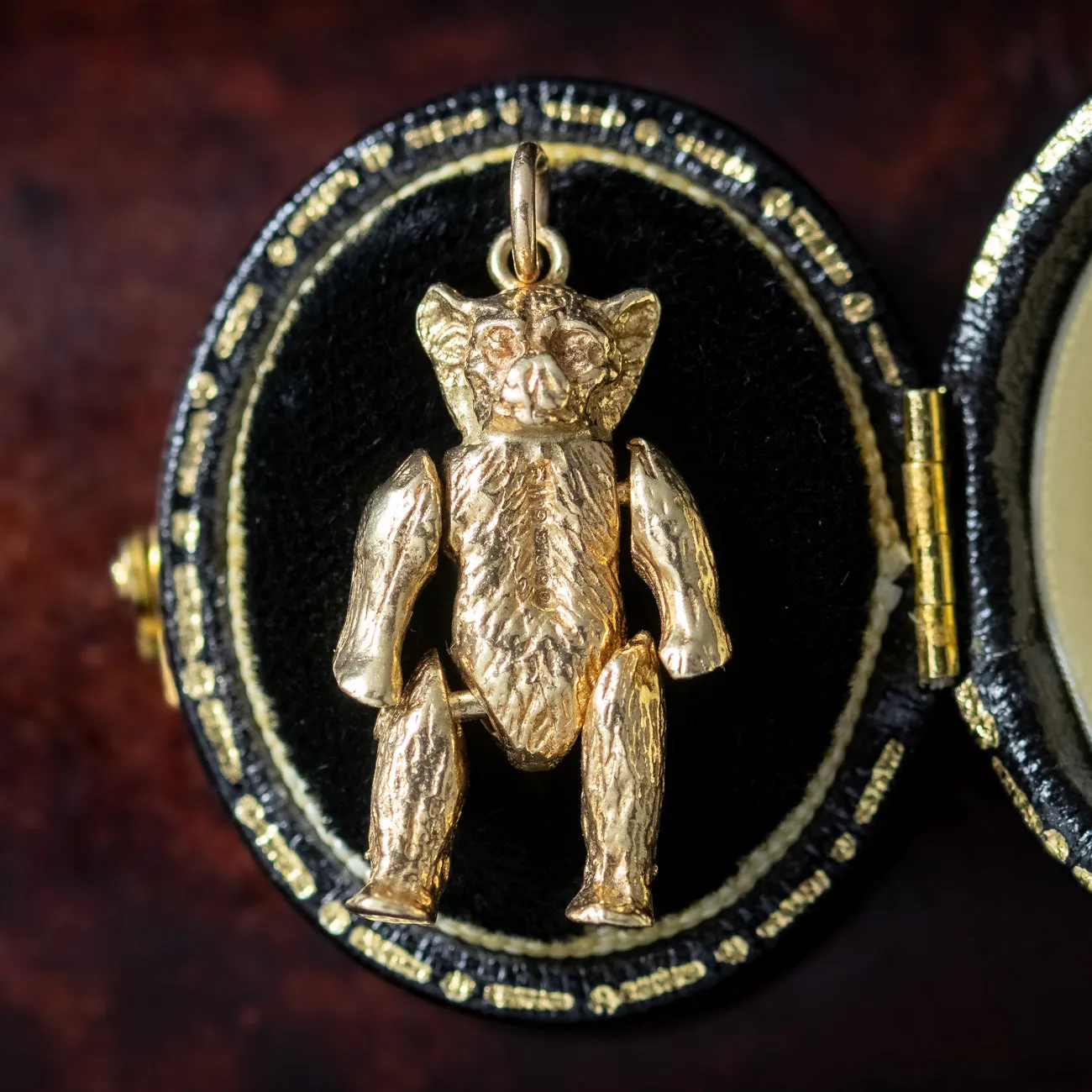 Vintage Articulated Teddy Bear Charm Pendant 9ct Gold Dated 1973