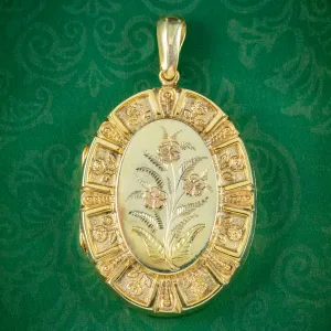 Vintage Floral Locket Silver 18ct Gold Gilt