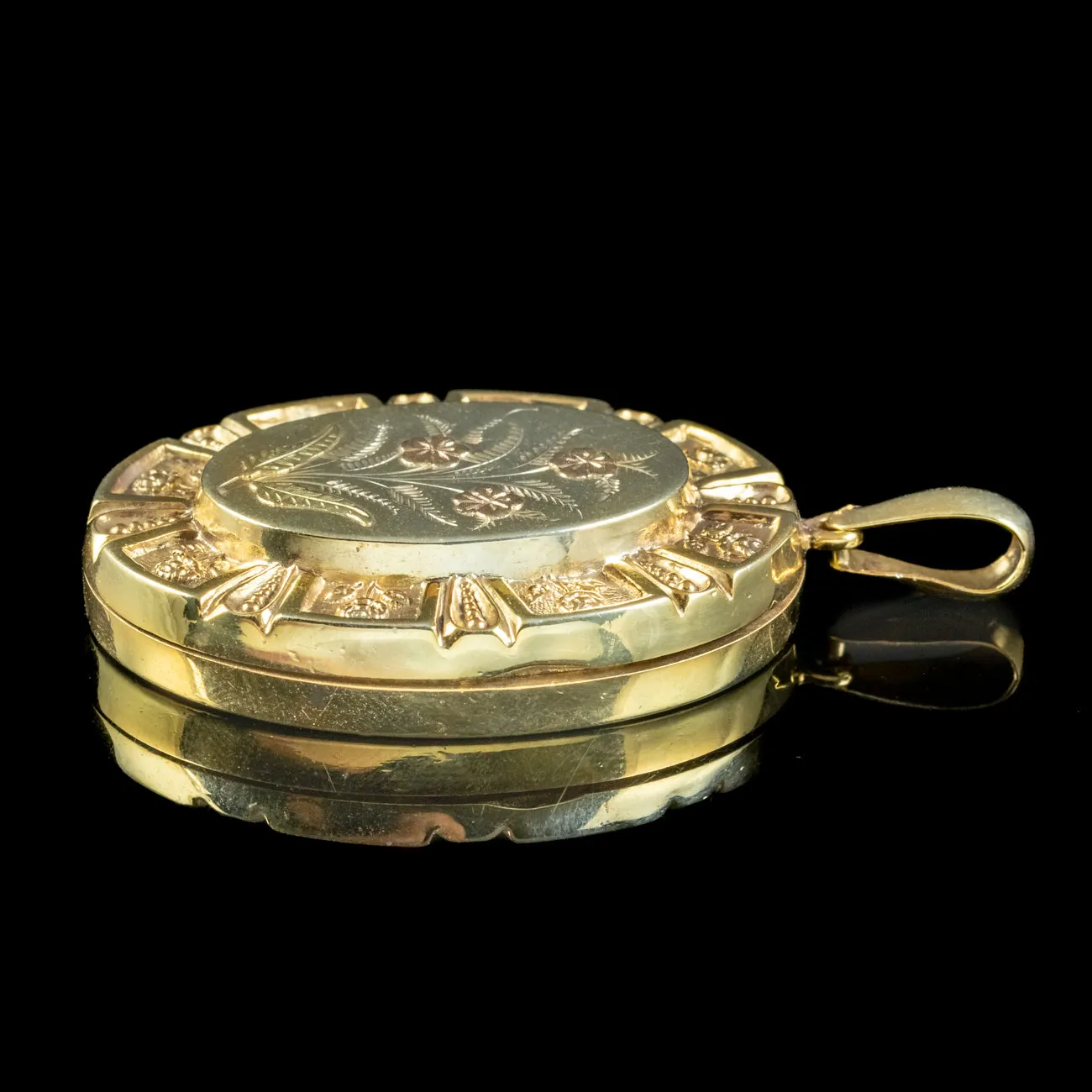 Vintage Floral Locket Silver 18ct Gold Gilt