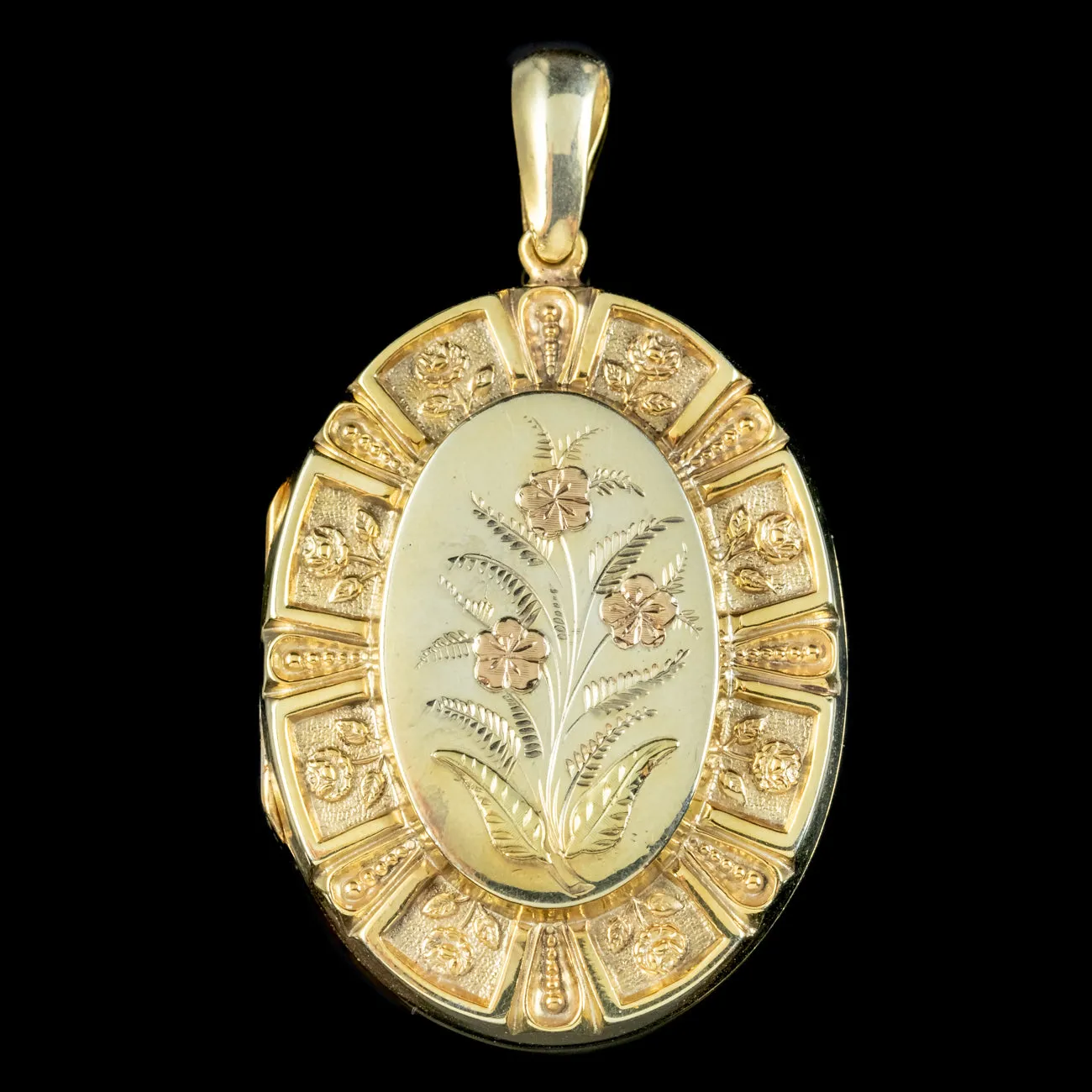 Vintage Floral Locket Silver 18ct Gold Gilt