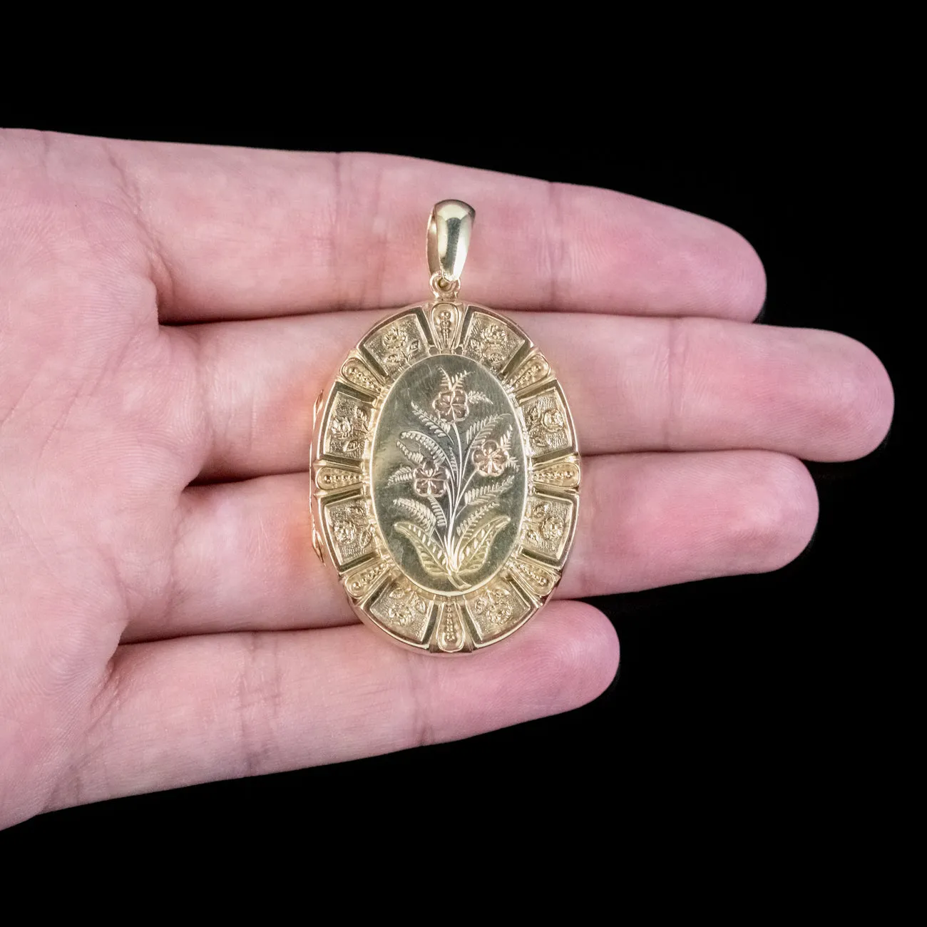 Vintage Floral Locket Silver 18ct Gold Gilt