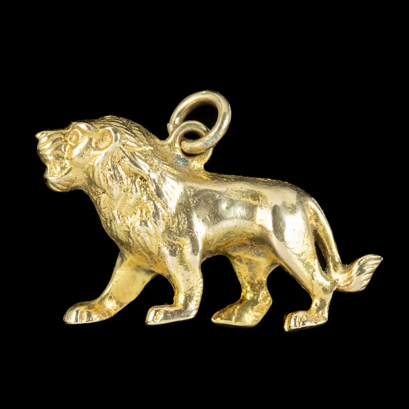 Vintage Lion Charm Pendant Solid 9ct Gold