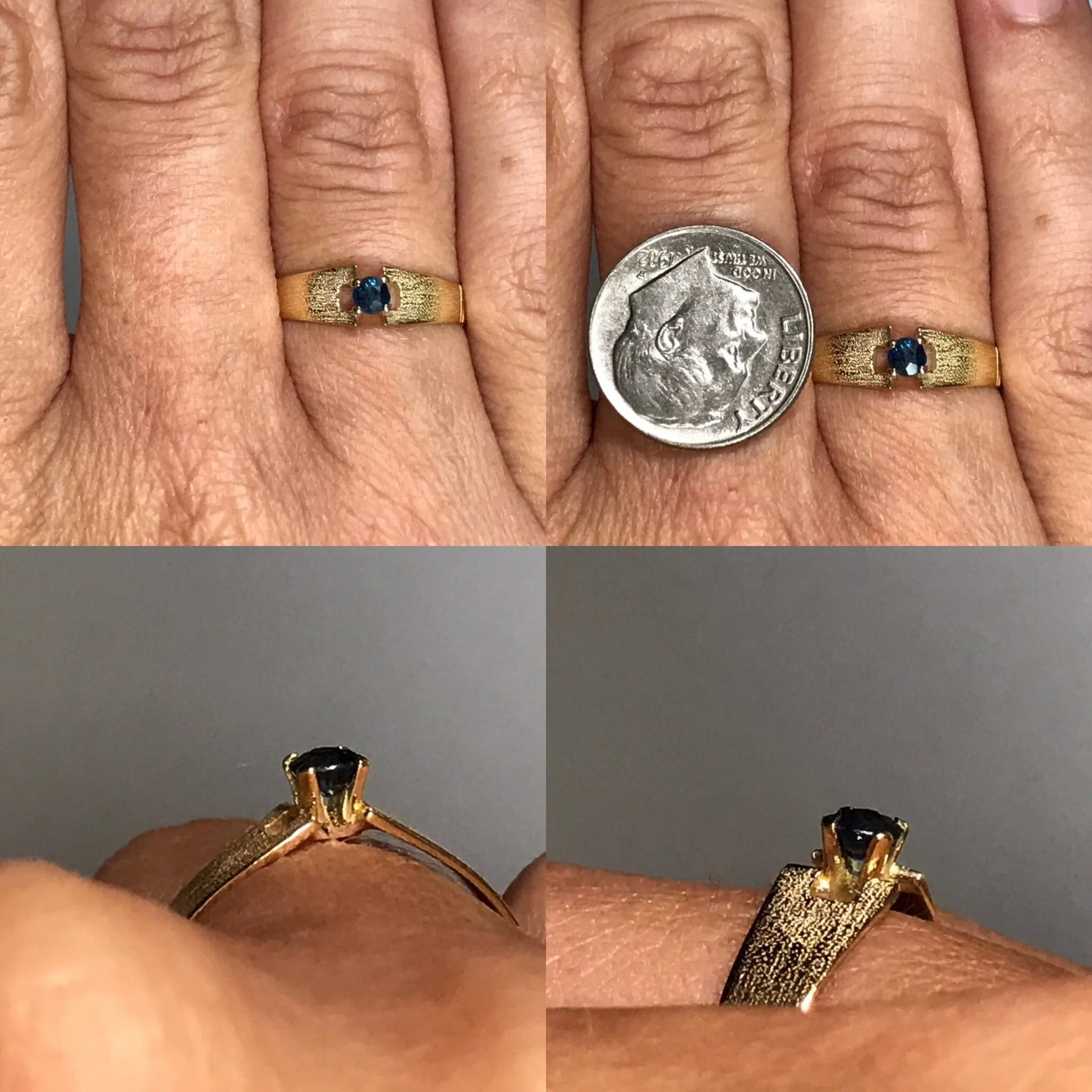 Vintage Sapphire Ring in a 18K Yellow Gold Setting. Unique Engagement Ring. Estate Jewelry. September Birthstone.