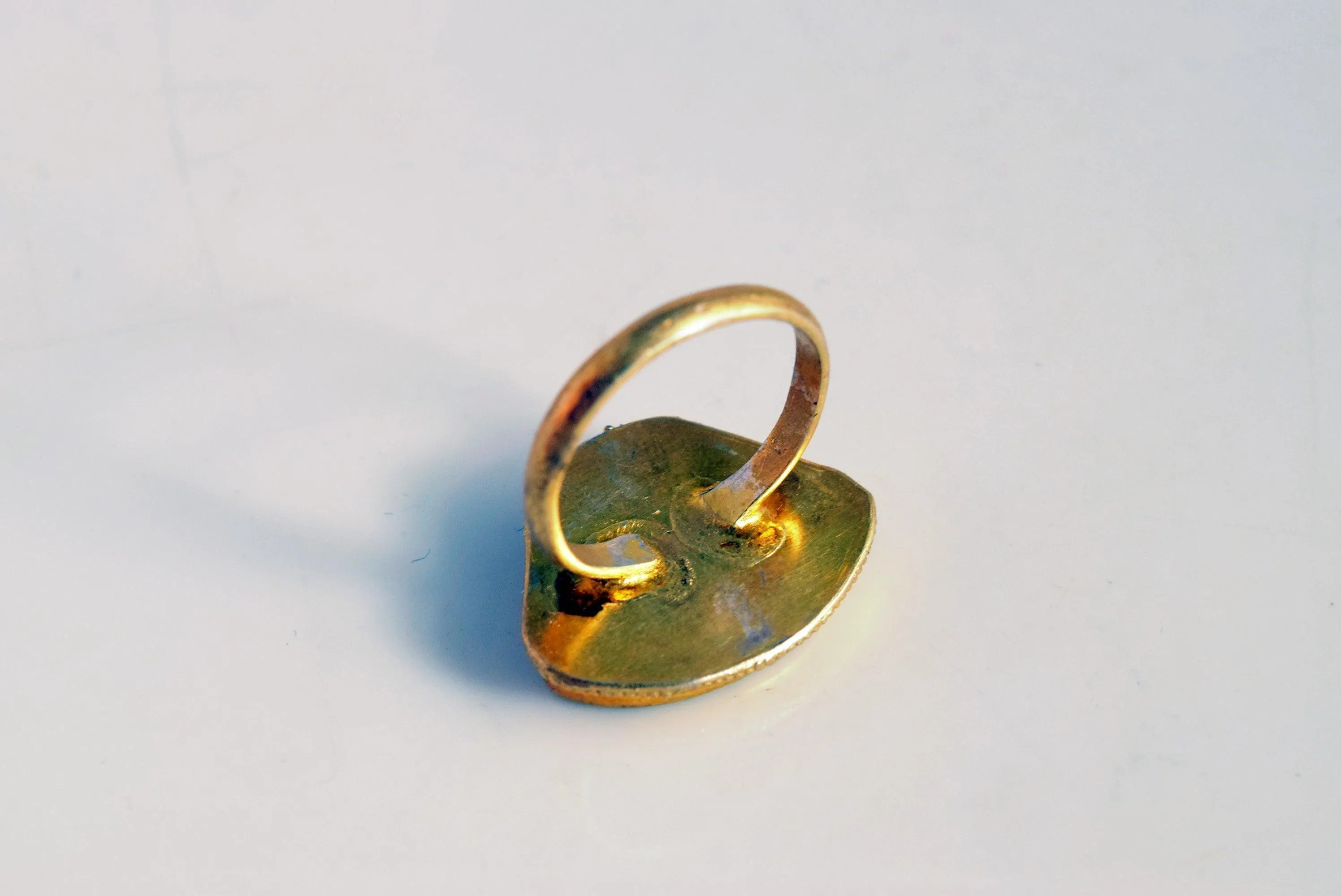 Vintage Thewa Indian Ring Gold Plated Silver with a Defect
