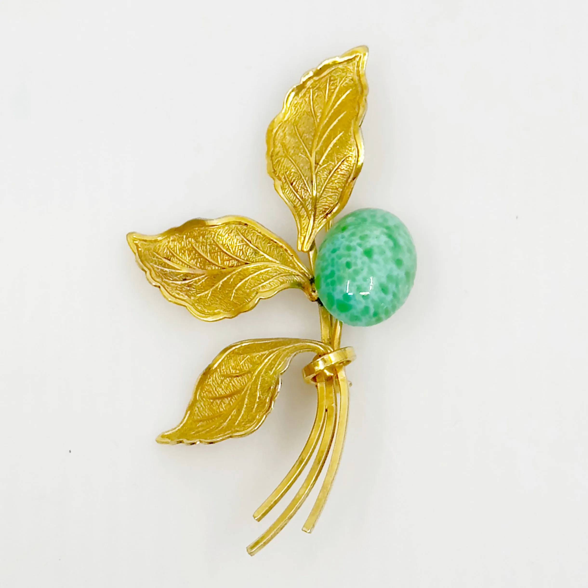 Vintage Turin Inc gold filled robin's egg glass brooch