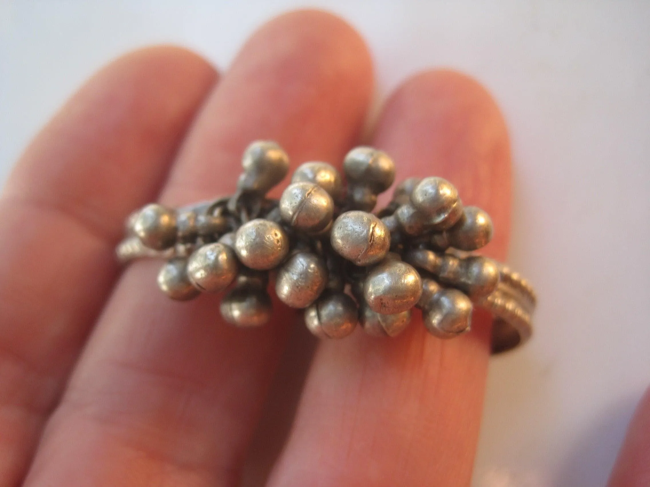 Vintage Two Finger Silver Indian Ring from Rajasthan