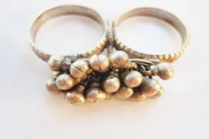 Vintage Two Finger Silver Indian Ring from Rajasthan
