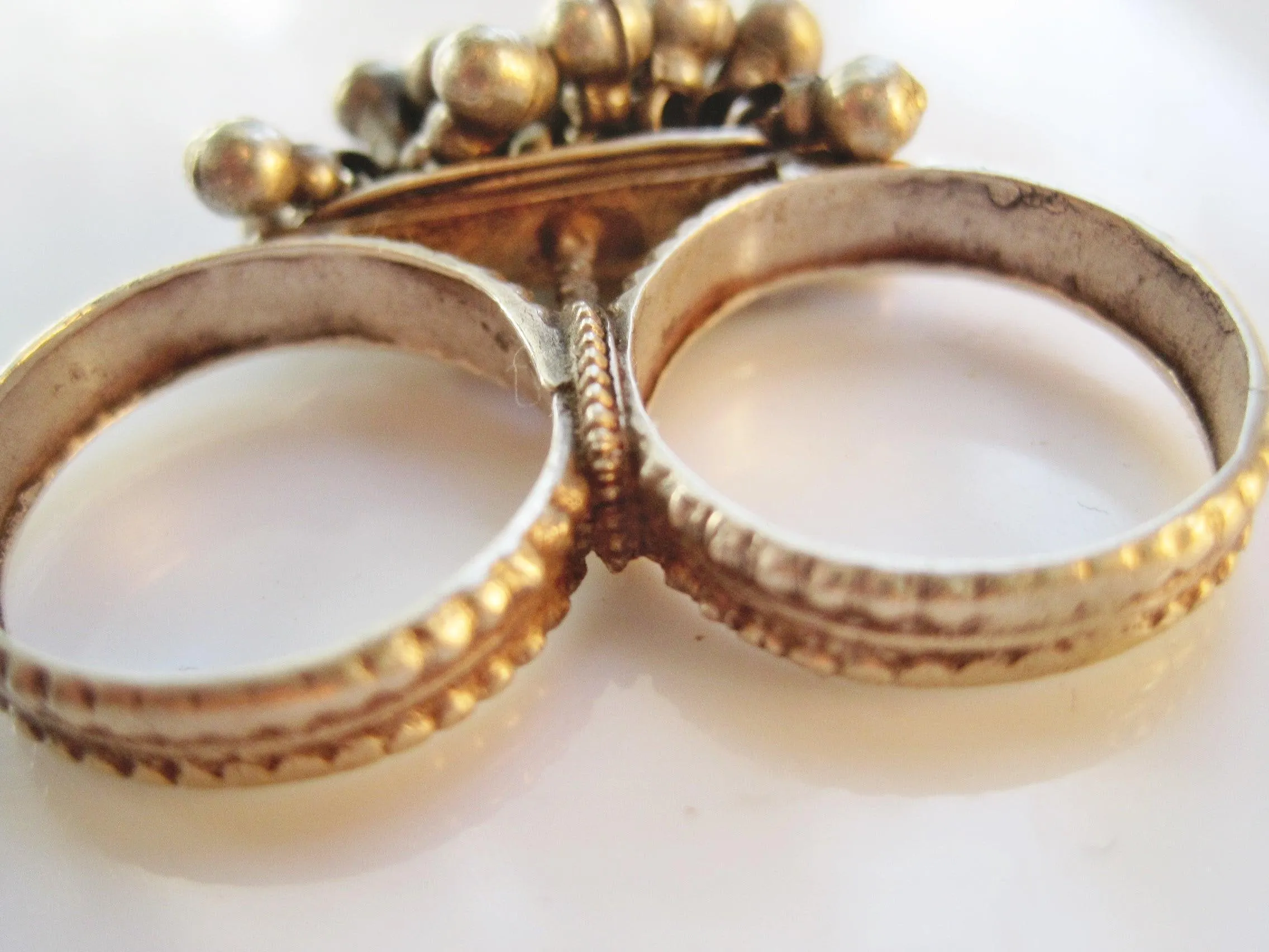 Vintage Two Finger Silver Indian Ring from Rajasthan