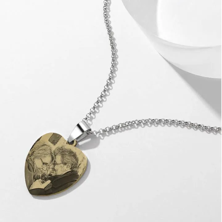 Women's Printing Photo Locket Heart Necklace