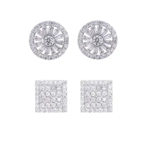 Yellow Chimes Stud Earrings for Women AD/American Diamond Earrings Rhodium Plated Combo of 2 Pairs white Stud Earrings for Women and Girls