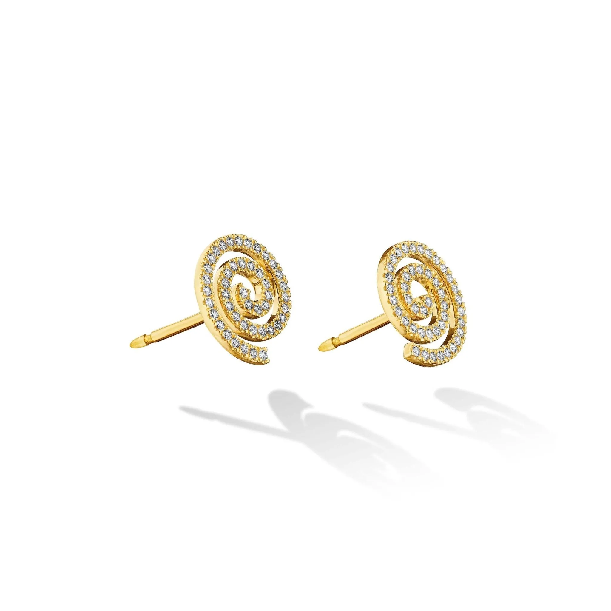 Yellow Gold Essence Stud Earrings with White Diamonds