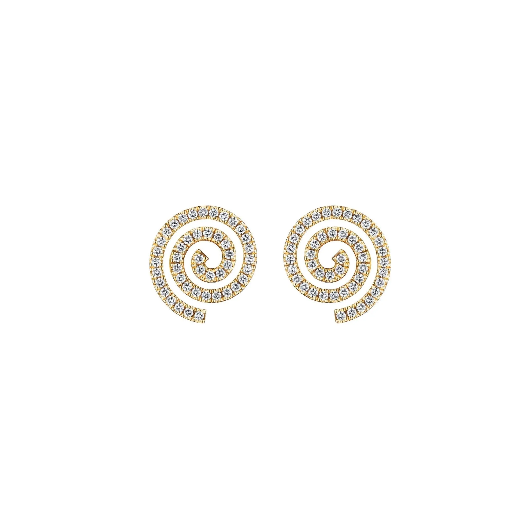 Yellow Gold Essence Stud Earrings with White Diamonds