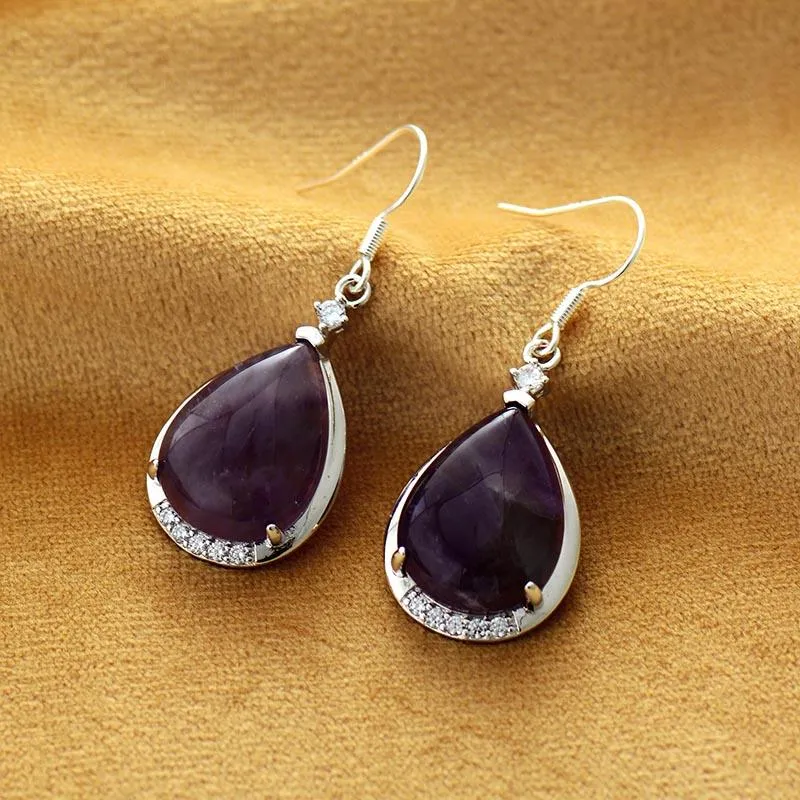 Yuwin Amethyst Rhinestones Earrings